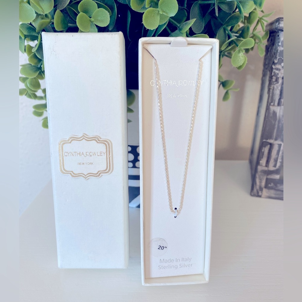 Cynthia Rowley New York Sterling Silver Necklace Made in Italy 20” Chain New Box